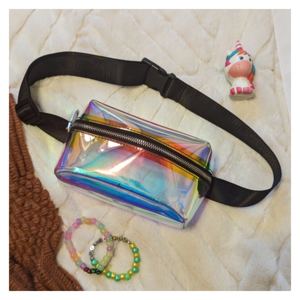 Holographic Clear PCV Fanny Pack for Rave Music Festival